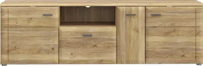 Produktbild von Lowboard >AKINORI< 3 Türen, 1 Schublade, Mauvella Eiche Nachbildung - 174,5x53,7x41,8cm (BxHxT)