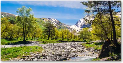 Produktbild von Tulup® Glas-Bild - 100x50 -Wandkunst - Wandbild hinter gehärtetem Sicherheitsglas  - Landschaften - Berge Fluss - Grün
