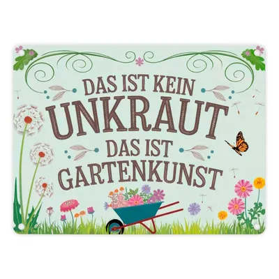 Produktbild von Gartenarbeit Metallschild in 15x20 cm - Kein Unkraut sondern Gartenkunst