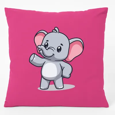 Produktbild von Huuraa Kissen Elefant Comic 40x40cm mit Füllung Fuchsia Baumwolle Dekokissen Geschenkidee