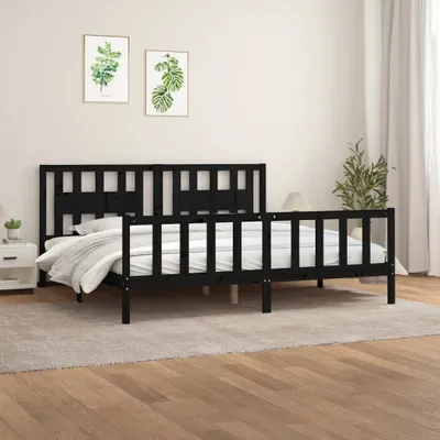 Produktbild von Möbel Massivholzbett mit Kopfteil Schwarz Kiefer 200x200 cm - Klassische Betten &5029