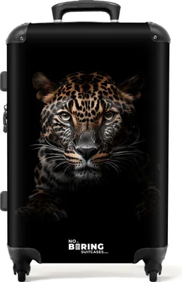 Produktbild von NoBoringSuitcases.com Koffer Mittelgroß 67x43x25 cm, Tiere auf schwarzem Hintergrund: Panther, 60L