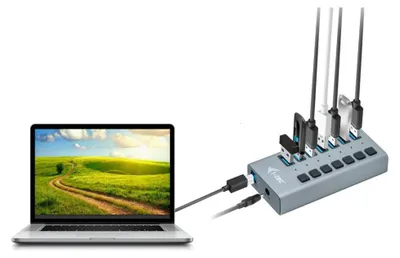 Produktbild von i-tec USB 3.0 Charging HUB 7port + Power Adapter 36 W, Drinnen, AC, 1 m, Grau