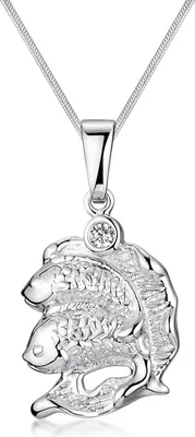 Produktbild von MATERIA Fische Sternzeichen Anhänger Zirkonia für Kette Damen aus 925 Sterling Silber rhodiniert  KA-463