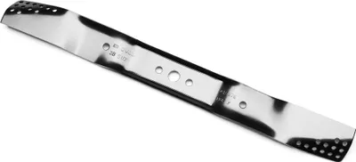 A single lawnmower blade is shown against a white background.