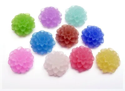 Produktbild von Vintageparts 6 Cabochon Blume bunt gemischt, 20 mm