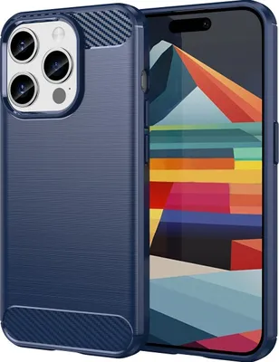 Produktbild von Mobigear Brushed Slim iPhone 15 Pro Hülle Flexibles TPU Backcover - Blau