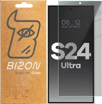 A product packaging for a screen protector, with the screen protector placed on a smartphone display.