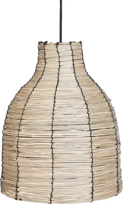Produktbild von BELIANI Hängelampe Naturfarben u. Schwarz aus Seegras Boho Stil Modern Hängeleuchte für Esstisch Esszimmer Wohnzimmer Schlafzimmer