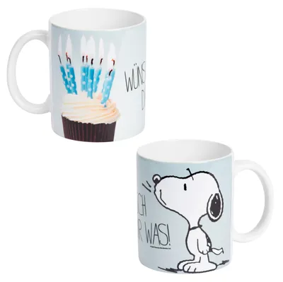 Produktbild von The Peanuts Tasse Snoopy - Wünsch dir was! Kaffeetasse Becher Kaffeebecher aus Keramik Blau 320 ml