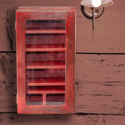 Produktbild von Schlüsselschrank aus Holz, Schlüsselkasten, Schlüsselboard Rot, Shabby-Look