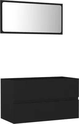 Produktbild von vidaXL 2-tlg. Badmöbel-Set Schwarz Holzwerkstoff