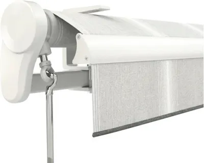 Produktbild von Soluna Gelenkarmmarkise Trend 5x3,5 Stoff Dessin D418 Gestell RAL 9010 reinweiß Antrieb Links inkl. Motor, Wandschalter