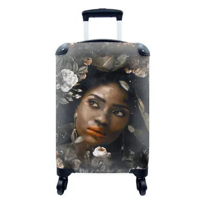 Produktbild von MuchoWow® Koffer Handgepäck Trolley Rollkoffer Kleine Reisekoffer mit 4 Rollen - Frau - Blumen - Farbe - Cabin Size < 55x40x23 cm & 55x40x20 cm - Fotokoffer - Kabinenkoffer - Boardgepäck - Reise-Box - Reisekoffer - Reisegepäck - Koffer mit Bild - Trolley für Kinder