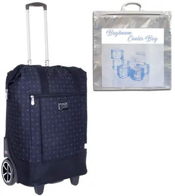 Produktbild von Einkaufstrolley große Räder Punta Big Wheel Einkaufsroller Shopper Einkaufswagen Shopping Trolley Trolly 10303-0101 Monogram Schwarz + Thermo Tasche