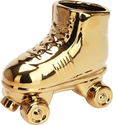 Produktbild von Goldener Dolomit-Vase in Rollschuhform 22x18cm