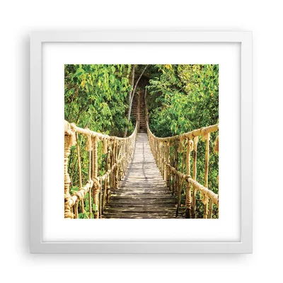 Produktbild von Gerahmtes Poster - Weißer Rahmen - Brücke Seil Dschungel - 30x30 cm - Wand Bild - Wanddeko - Wandbilder - Kunstposter - Wandposter - Bilderrahmen - Bilder - Kunstdruck - Wandbild - P2WAC30x30-4319
