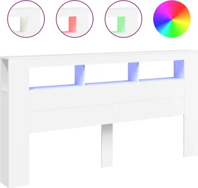 Produktbild von vidaXL LED-Kopfteil Weiß 200x18,5x103,5 cm Holzwerkstoff