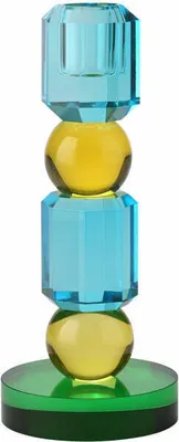 Produktbild von Gift Company Kerzenhalter Sari 2 Kugeln, Kerzenständer, Glas, Blau / Gelb / Grün, H 18.5 cm, 1163401020