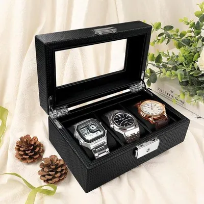 Productafbeelding van Horlogebox met kussen - Zwart, 18,8 x 11 x 8 cm