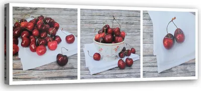 Produktbild von Leinwandbild saftige burgunderkirschen 120x40 cm Feeby rot wandbild bereit zum aufhängen