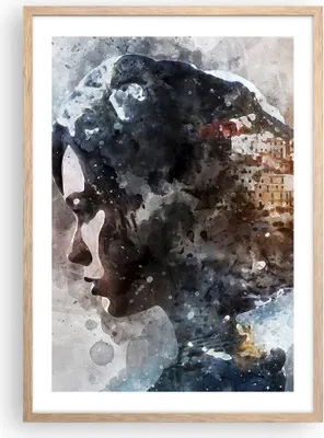 Produktbild von Gerahmtes Poster - Rahmen in heller Eiche - Frau Abstraktion - 50x70 cm - Wand Bild - Wanddeko - Wandbilder - Kunstposter - Wandposter - Bilderrahmen - Bilder - Kunstdruck - Wandbild - P2NPA50x70-3956