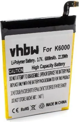 Produktbild von vhbw Akku kompatibel mit Oukitel K6000 Plus Handy Smartphone Telefon (6080 mAh, 3,7 V, Li-Polymer)