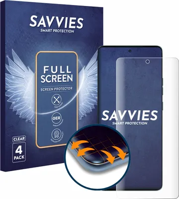 Produktbild von 4x Savvies Fullscreen Schutzfolie für Motorola Edge 50 Displayschutz Folie Fullcover Klar Transparent