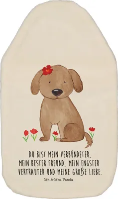 Produktbild von Mr. & Mrs. Panda Wärmflasche Hund Dame - Weiß - Geschenk, Sprüche, Flauschig, wärmebeutel, Hunde, Verliebt, Liebenswert, Wärmekissen, mit Bezug, Wärmflaschen, Liebe