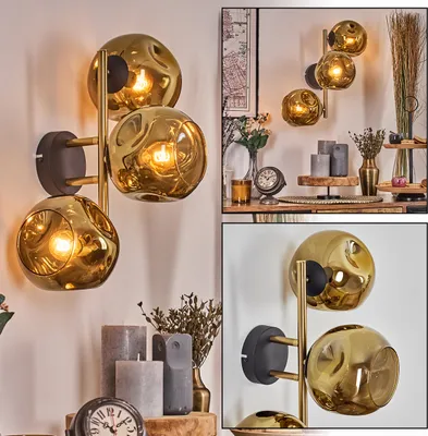 Produktbild von Villamare Wandlampe aus Metall/Glas in Schwarz/Goldfarben
