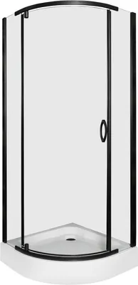 Produktbild von Kerra Splash 90 Duschkabine mit Duschwanne, 6mm ESG Sicherheitsglas, schwarz Profile, transparent, mit KERRA PROTECT Schutzschicht