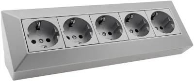 Produktbild von 5-fach Steckdosenblock, silber 250V/ 16A, Aufbaumontage