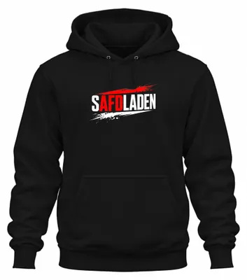 Obrázok produktu pre SAFDLADEN: Kritika politiky AfD, satira, sarkazmus, mikina s kapucňou, čierna, veľkosť XXL