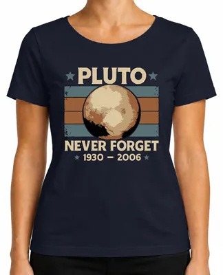 Obrázok produktu pre Pluto Never Forget 1930 2006 Vintage Retro vesmírna astronómia Dámske tričko, Navy, S