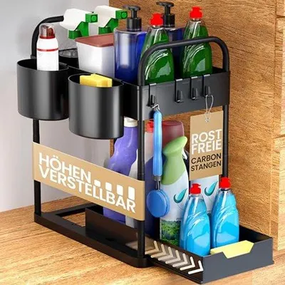 Produktbild von Einbauschrank für die Küche, 2 Niveaus, schwarz, Höhenverstellbar, Kräuterkistenregal