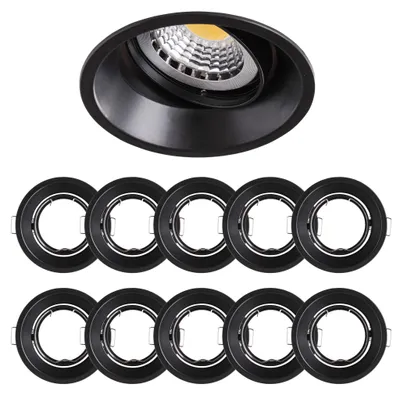 Produktbild von 10x Einbaurahmen Schwarz 827B Ø75 mm für GU10/MR16, rund, schwenkbar, IP20