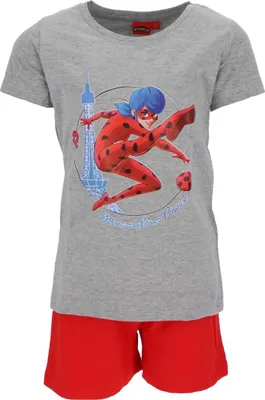 Zdjęcie produktu dla Piżama dziecięca Miraculous Ladybug Shortama - piżama dziecięca i letnia bielizna nocna ze 100% bawełny 122/128