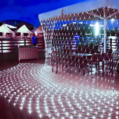 Obrázek produktu pro Vigevee LED světelný řetěz, délka 4,5 x 1,6 m, 300 LED diod, síťová zástrčka, vánoční osvětlení, vhodné pro keře, zahradu, stromy, interiéry, balkony, party a dekorace, studená bílá barva
