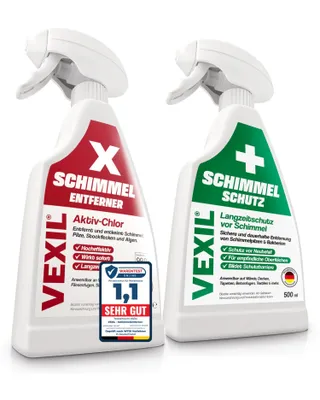 Produktbild von VEXIL Schimmelentferner mit AKTIV-CHLOR + Schimmelschutz – Schimmelbekämpfung Duo um Neubefall zu verhindern – Bis zu 18 Monate -  Germany