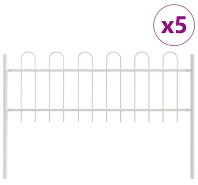 Produktbild von Gartenzaun 5 pcs Weiß 8,5 x 0,6 m Pulverbeschichteter Stahl