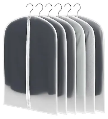 Obrázek produktu pro Extra dlouhé obaly na šaty 60x160cm - 6 kusů - Transparentní - Ochrana proti prachu/motům - Ideální pro skladování/cestování - Vhodné pro šaty/obleky - Obaly na šaty