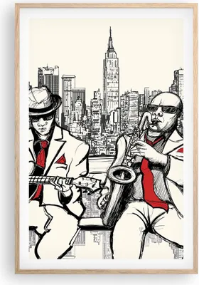 Produktbild von Gerahmtes Poster - Rahmen in heller Eiche - Jazz Musik Musiker - 61x91,5 cm - Wand Bild - Wanddeko - Wandbilder - Wandposter - Bilderrahmen - Bilder - Kunstdruck - Wandbild - P2NPA61x91-3599