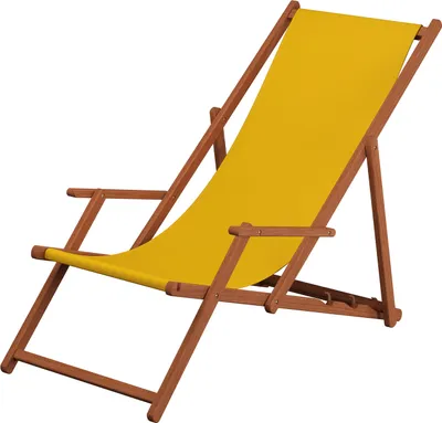 Produktbild von Deckchair gelb Liegestuhl klappbare Sonnenliege Gartenliege Holz Strandstuhl Gartenmöbel 10-302KD