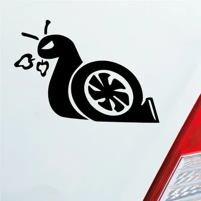 Produktbild von Auto Aufkleber Turboschnecke Schnecke Rennschnecke Race 12x8,5 cm Schwarz Matt Sticker Heckscheibenaufkleber