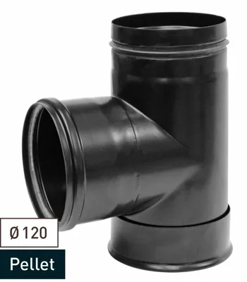 Produktbild von Raik Pelletrohr / Ofenrohr 120mm - Kapselknie (T-Stück) schwarz