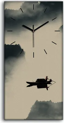 Produktbild von Wanduhr Bürouhr Leinwand Bild Quarz 30x60 Chinesische Tusche Landschafts Malerei - schwarze Hände