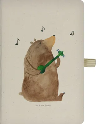 Produktbild von Mr. & Mrs. Panda Journal Bär Gitarre - Transparent - Geschenk, Skizzenbuch, Tagebuch, notizbuch, Teddy, A5, Kladde
