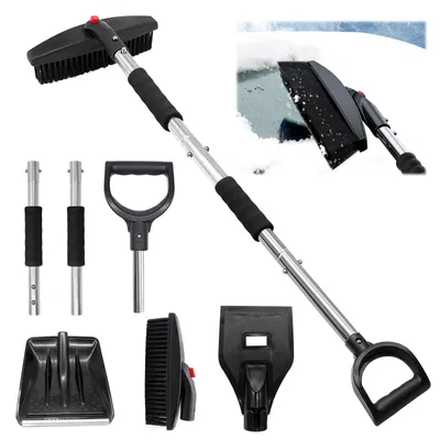 Obrázek produktu pro Sněhová stěrka na auto - Teleskopická - 80–110 cm - Sada 3 v 1 - Černá