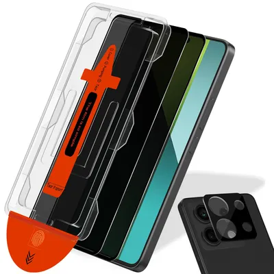 Obrázek produktu pro 2-balení Xiaomi Redmi Note 13 Pro Ochranné sklo na displej Privacy & 1-balení ochrana objektivu - Tvrzené sklo | [Automatická instalace] - Bez bublin