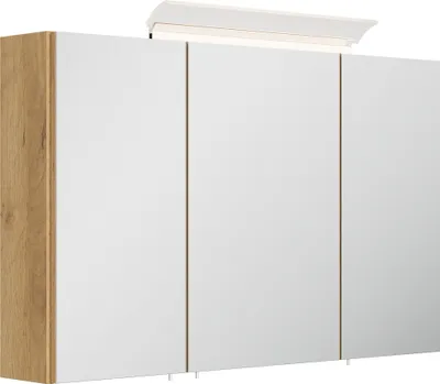 Produktbild von Badezimmer Spiegelschrank 3-türig LED-Acryllampe 120 cm Eiche Gold